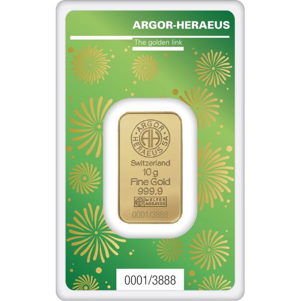 GOLD BARS ASSORTED WEIGHTS - 10 GRAM GOLD BAR ARGOR-HERAEUS LUNAR YEAR OF THE TIGER