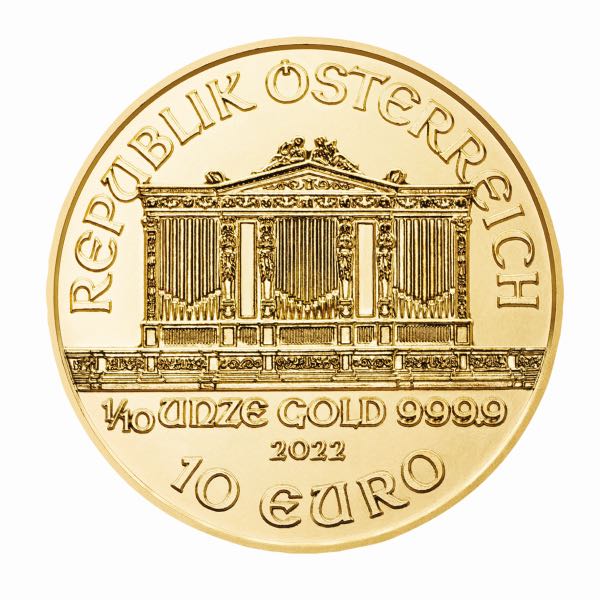 AUSTRIAN GOLD PHILHARMONIC - 2022 1/10 OZ AUSTRIAN GOLD PHILHARMONIC