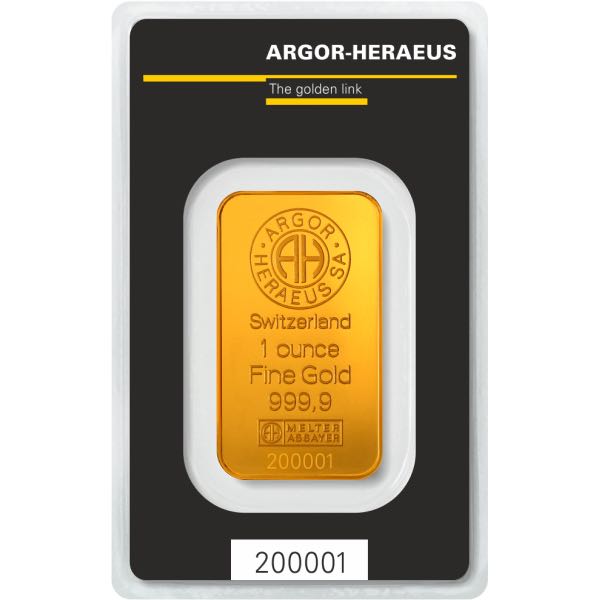 GOLD BARS 1 OZ - 1 OZ GOLD BAR ARGOR-HERAEUS KINEBAR