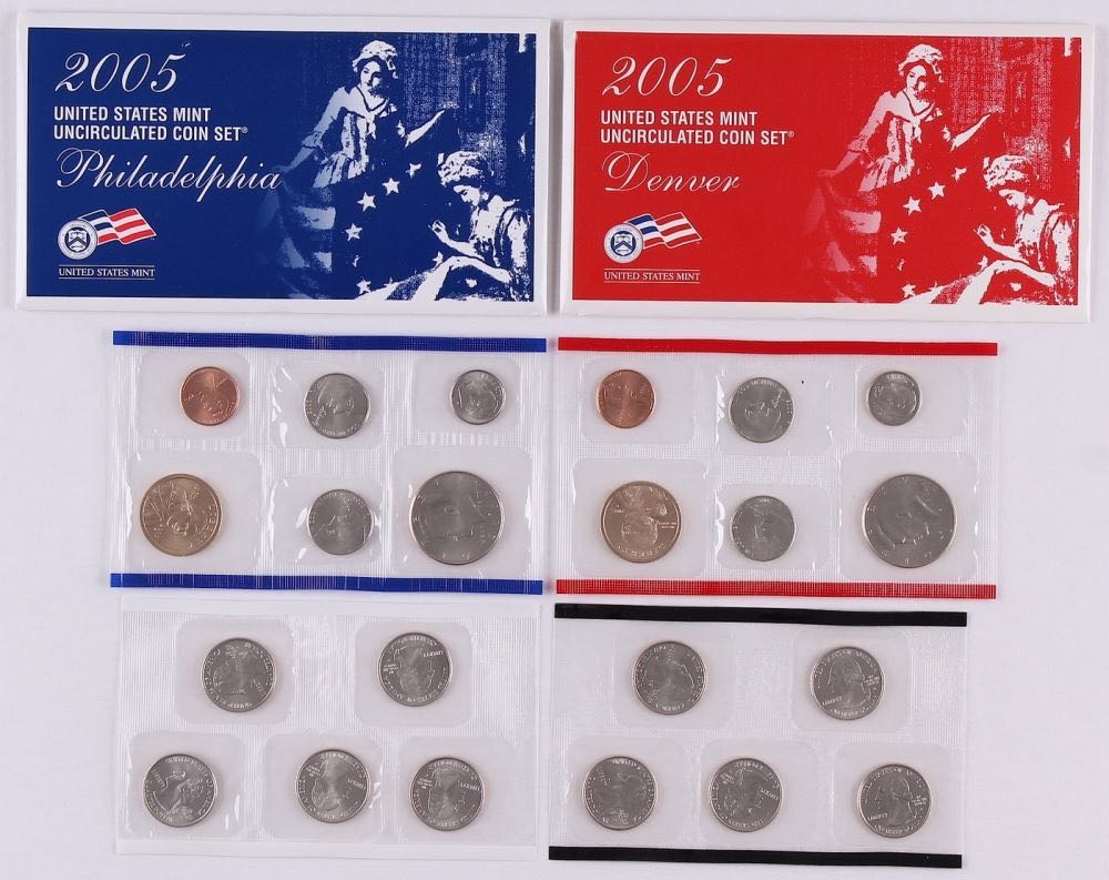 2005 5 Item Set - US Mint Silver Proof Set, Proof Set, 50 State Quarter Set, Uncirculated Coin Set