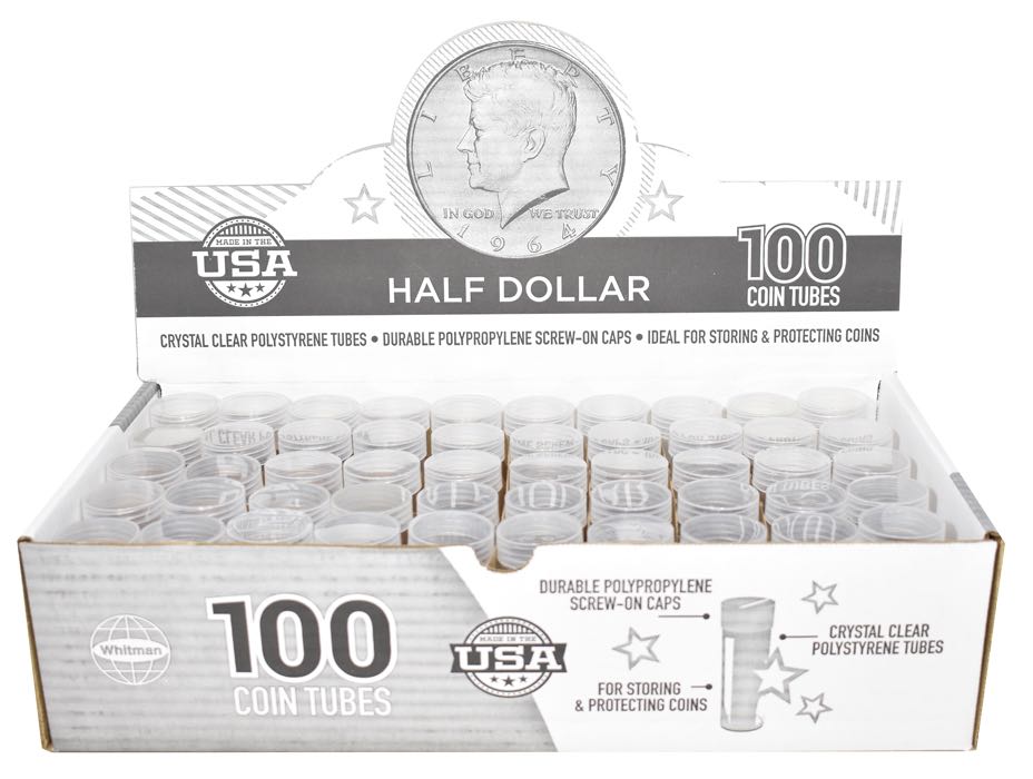 Round Coin Tube-Half-Dollar, 100/bx