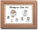 Solid Oak Birthyear Frame Cent thru Large $ - White