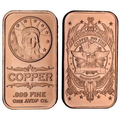 1oz Copper Bar - Liberty Head