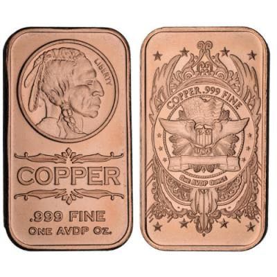 1oz Copper Bar - Indian Head