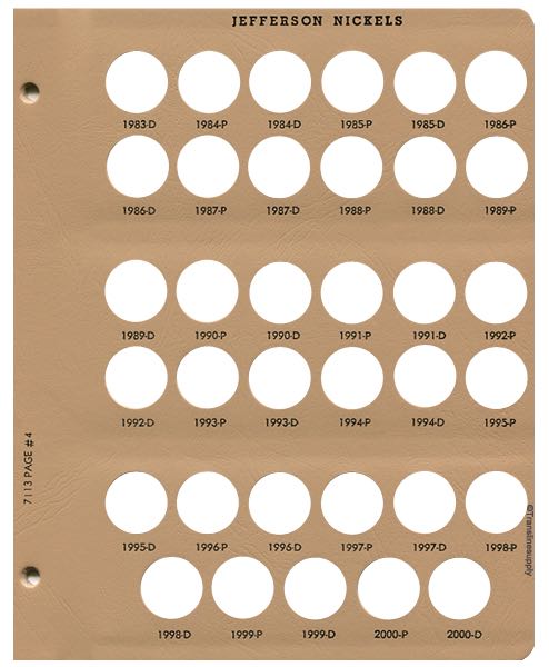 Jefferson Nickels Replacement Page 4 1983-D - 2000-D