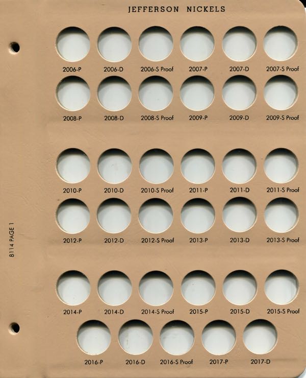 Jefferson Nickels 2006 to Date with Proof Replacement Page 1 2006 - 2017D
