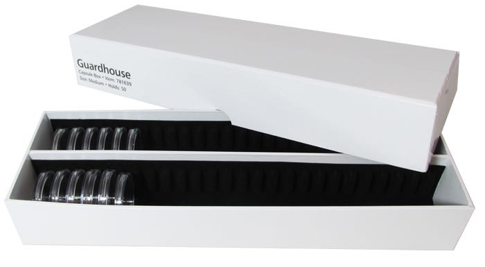 Guardhouse Double Row Coin Capsule Box - 50 Medium Capsules
