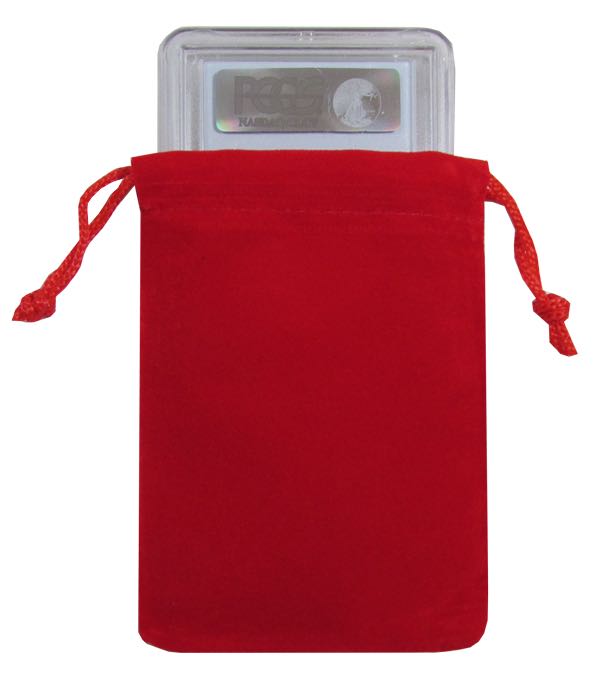 Velour Drawstring Pouch - 3x4.25 Red