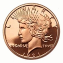 1oz Copper Round - Peace Dollar Design