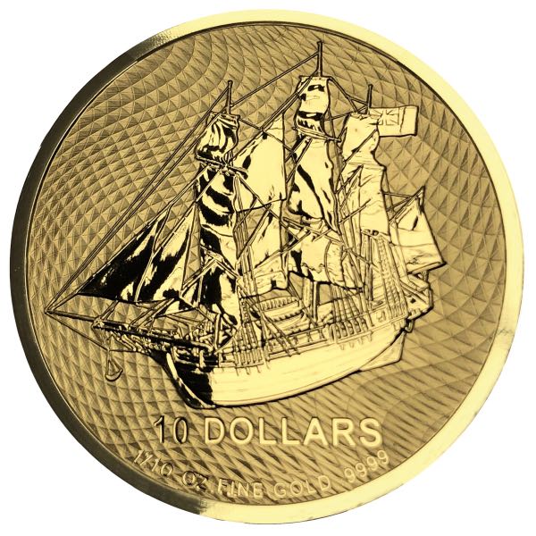 WORLD GOLD - 2022 1/10 OZ COOK ISLANDS GOLD SAILING SHIP BOUNTY