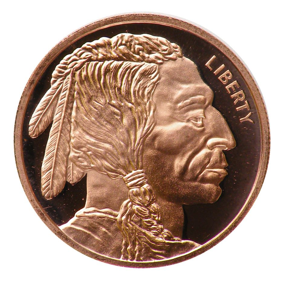 1 oz Copper Round - Buffalo Nickel Design