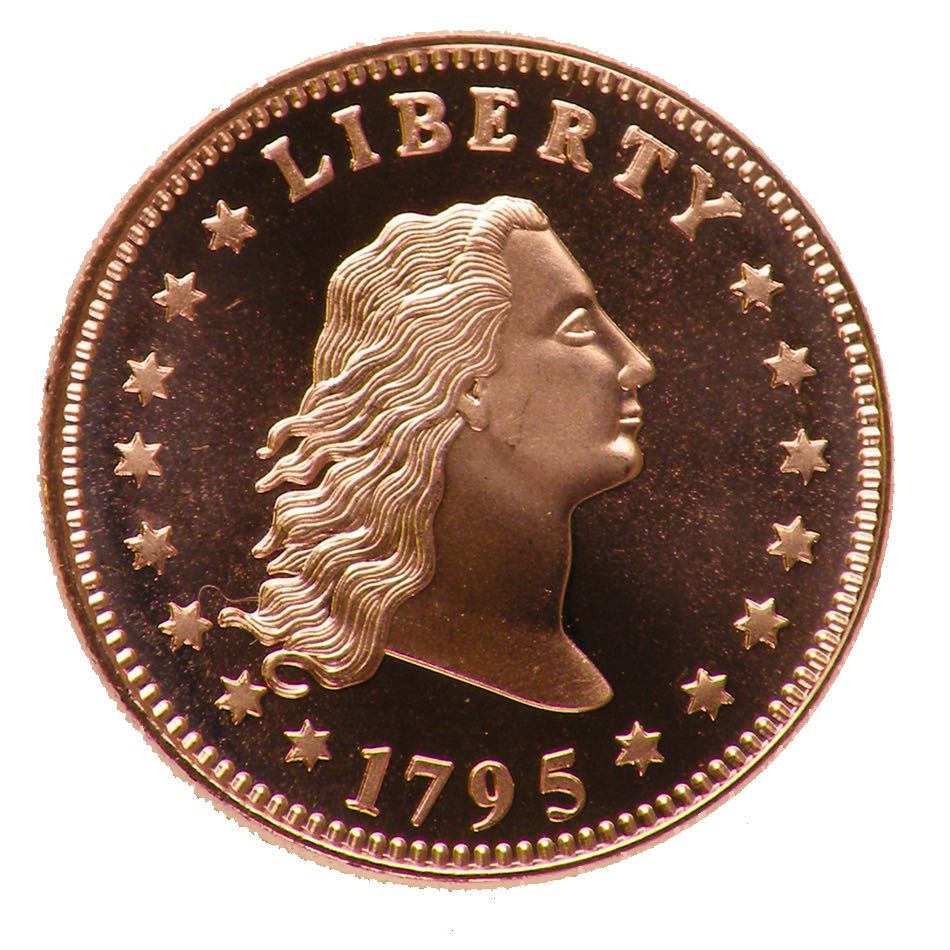 1 oz Copper Round Flowing Hair Dollar Design