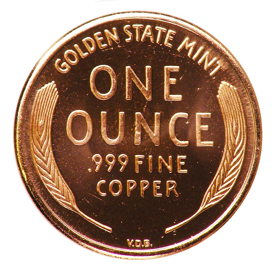 1 oz Copper Round - Lincoln Wheat Penny Design