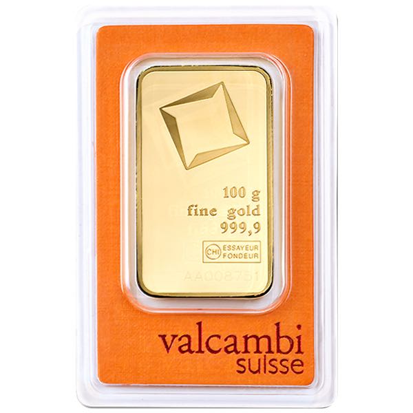 GOLD BARS ASSORTED WEIGHTS - 100 GRAM GOLD BAR VALCAMBI