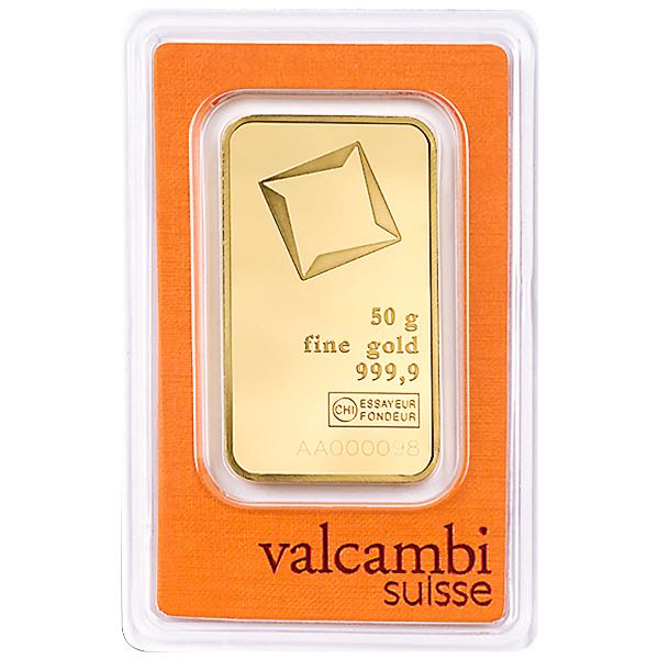 GOLD BARS ASSORTED WEIGHTS - 50 GRAM GOLD BAR VALCAMBI