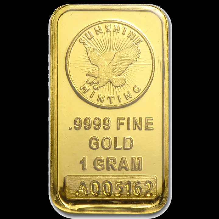 1 gram Gold Bar in Assay - Sunshine Mint