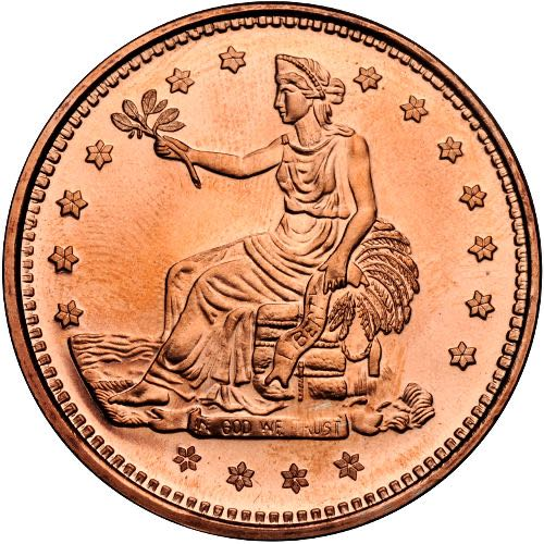 1 oz Copper Round - Trade Dollar Design