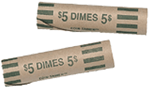 Preformed Tube Coin Wrappers - Dime