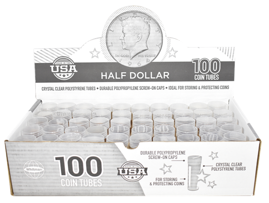 Round Coin Tube-Half-Dollar, 100/box