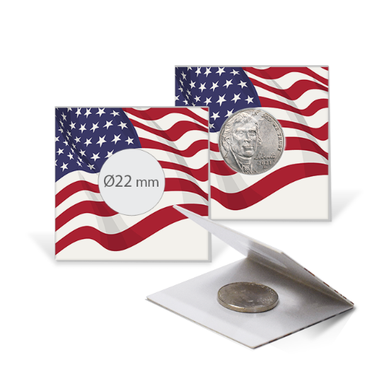 2x2 Paper Coin Holders for Cent / Nickel - American Flag