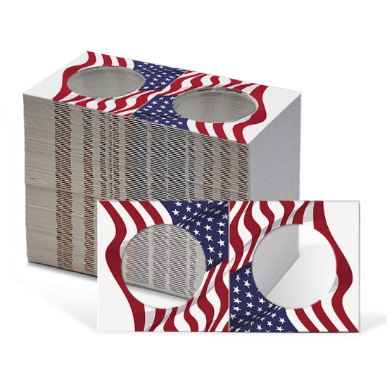 2.5x2.5 Paper Coin Holders for ASE/Large Dollar - American Flag