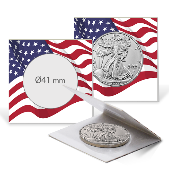 2.5x2.5 Paper Coin Holders for ASE/Large Dollar - American Flag