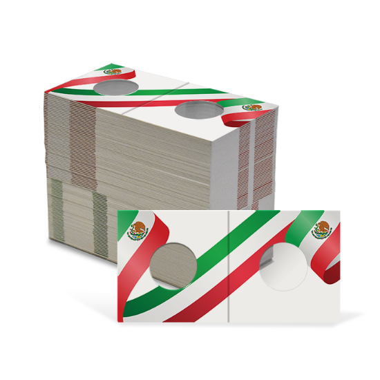 2x2 Paper Coin Holders for Nickel/Cent - Mexican Flag