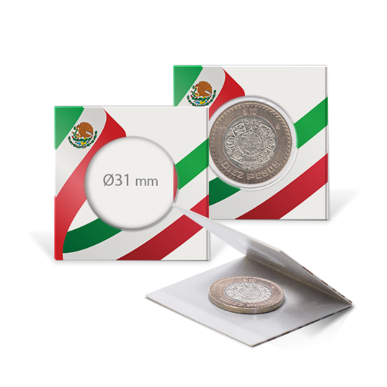 2x2 Paper Coin Holders for Half/Small Dollar/Quarter - Mexican Flag