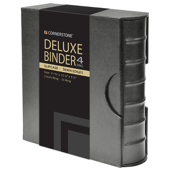 Cornerstone Large Capacity 4 D-Ring Binder & Slip Case (Gray)