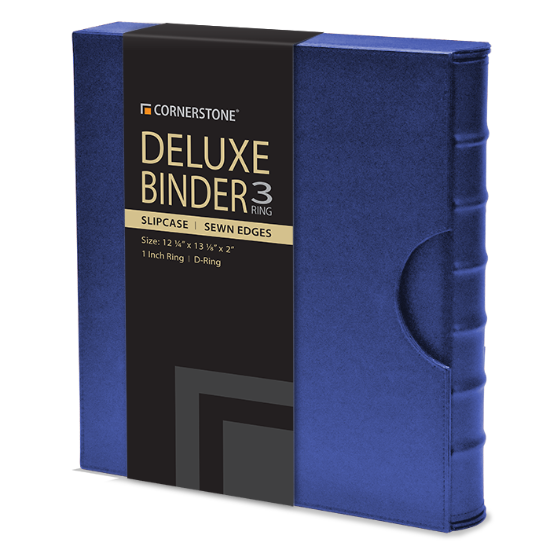 Cornerstone Regular Capacity 3 D-Ring Binder & Slip Case (Navy Blue)