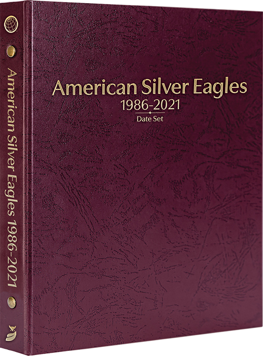 American Silver Eagles 1986-2021, Date Set P, S, & W (Burgundy)