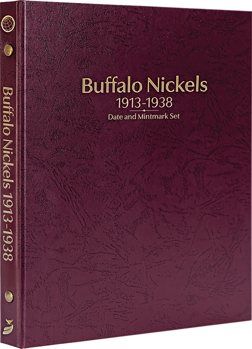 Buffalo Nickels 1913-1938, Date & Mintmark Set P, D & S (Burgundy)