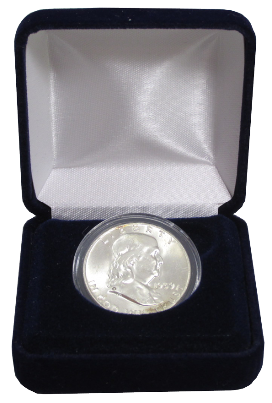 Velvet Coin Capsule Box - Holds a medium size coin capsule