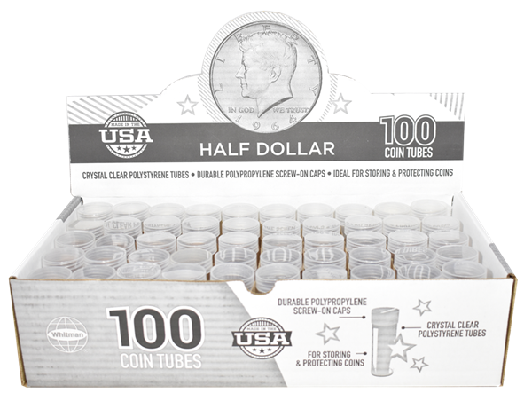 Round Coin Tube-Half-Dollar, 100/box