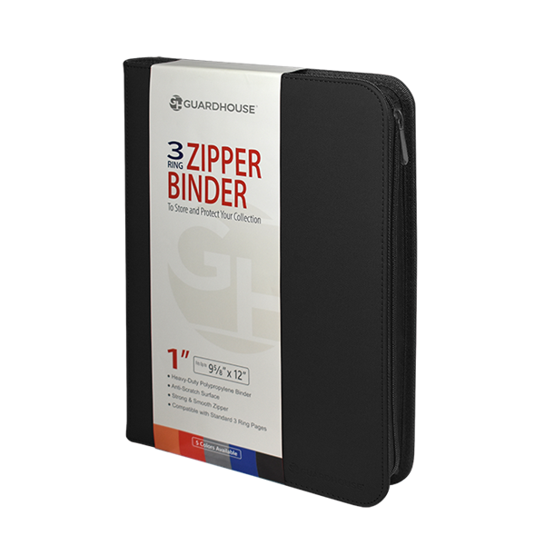 Zipper Binder with 3 Ring Clip - Black