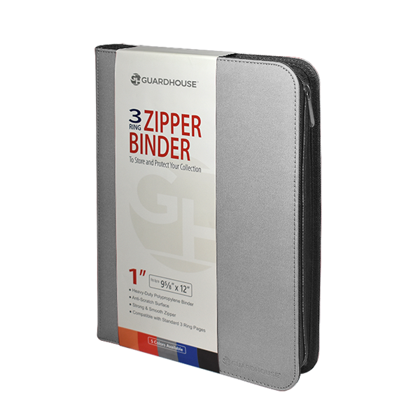 Zipper Binder with 3 Ring Clip - Grey