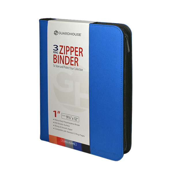 Zipper Binder with 3 Ring Clip - Blue